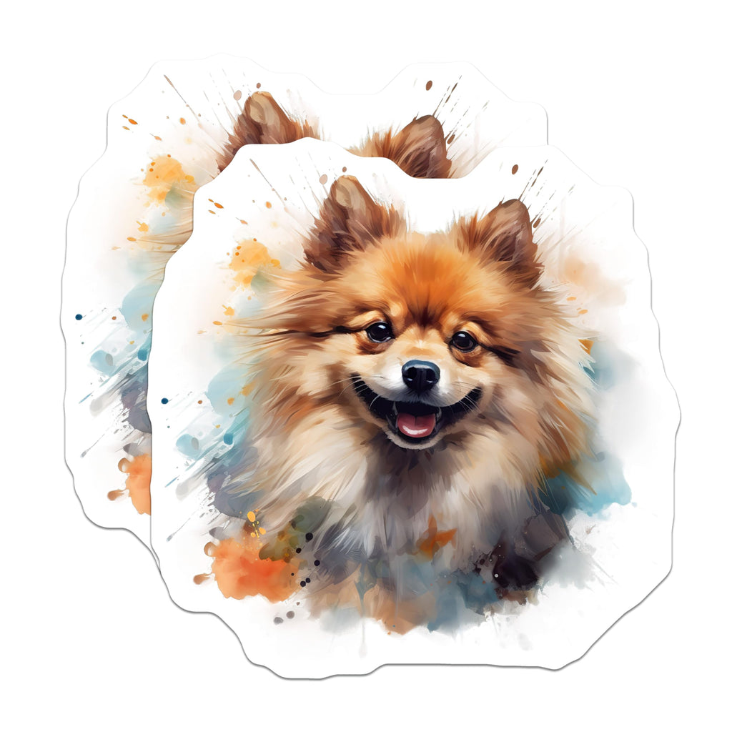 (2 Pack) Pomeranian Dog Magnets - Watercolor Pet Art - Dog Mom Owner Appreciation - 5 Inches On Longest Side - Thick Durable Magnet - Made in USA - MAG29421