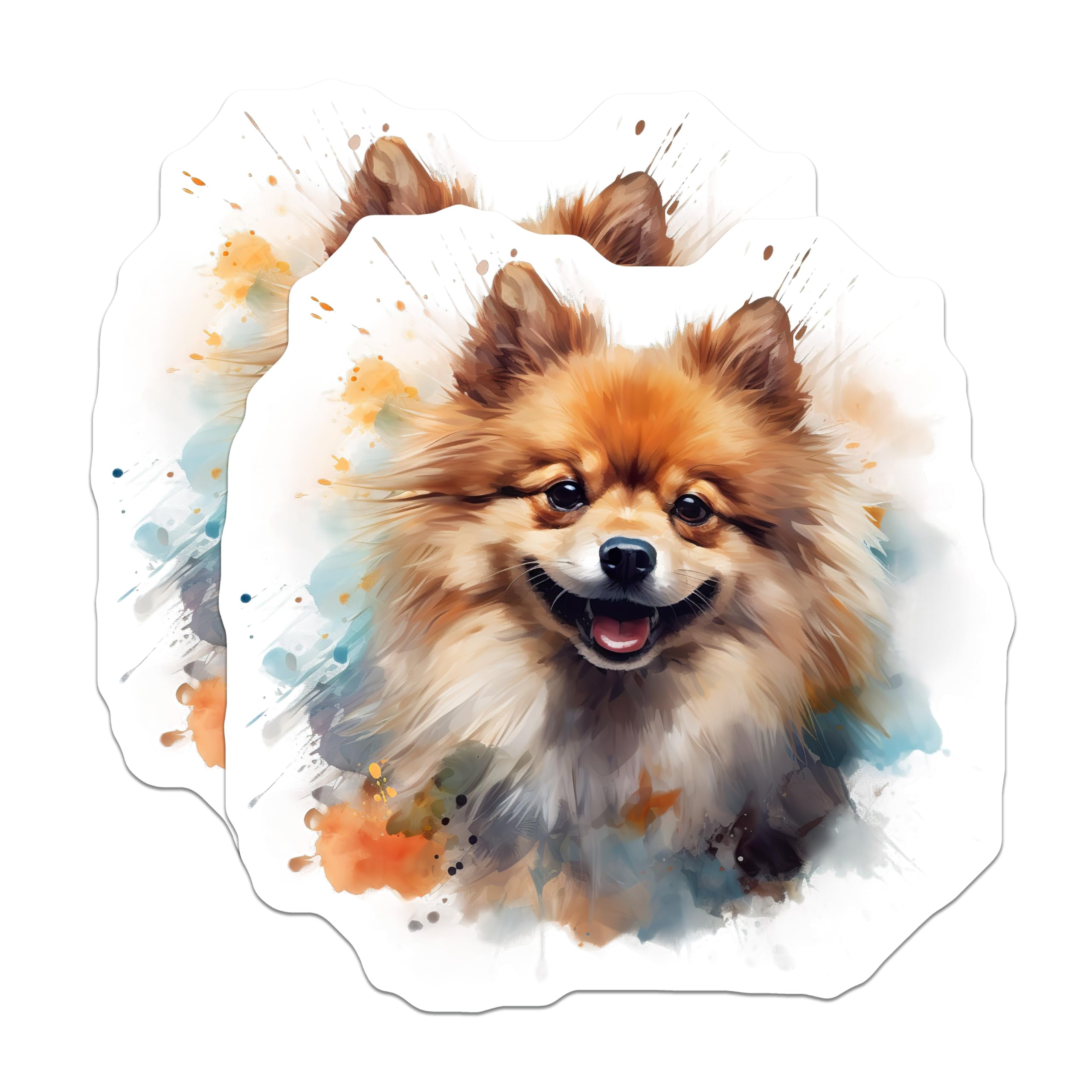 (2 Pack) Pomeranian Dog Magnets - Watercolor Pet Art - Dog Mom Owner Appreciation - 5 Inches On Longest Side - Thick Durable Magnet - Made in USA - MAG29421