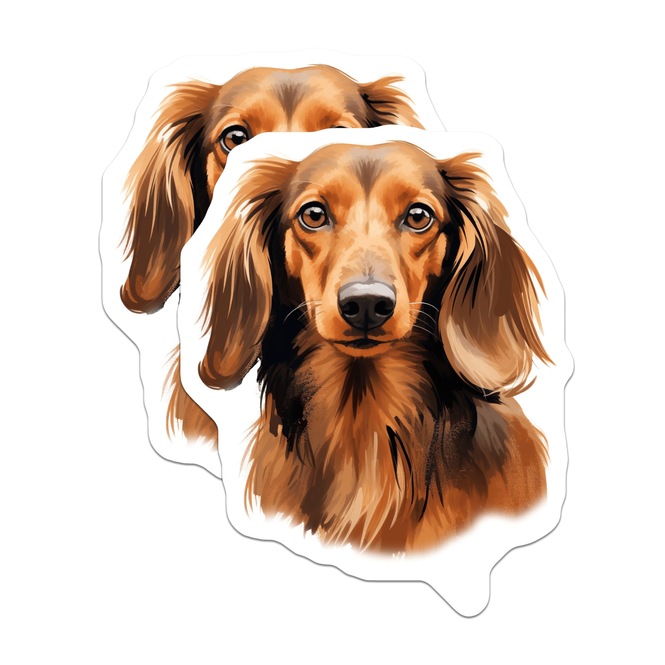 (2 Pack) Long-haired Dachshund Magnets - Wiener Dog Art - Pet Lover Decor - 5 Inches On Longest Side - Thick Durable Magnet - Made in USA - MAG23713