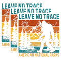 (3 Pack) Bigfoot Decals - Leave No Trace - National Parks Stickers - 3 Inches On Longest Side - Easy Peel & Apply - Made in USA - 3MCS2142