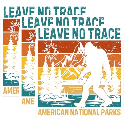 (3 Pack) Bigfoot Decals - Leave No Trace - National Parks Stickers - 3 Inches On Longest Side - Easy Peel & Apply - Made in USA - 3MCS2142