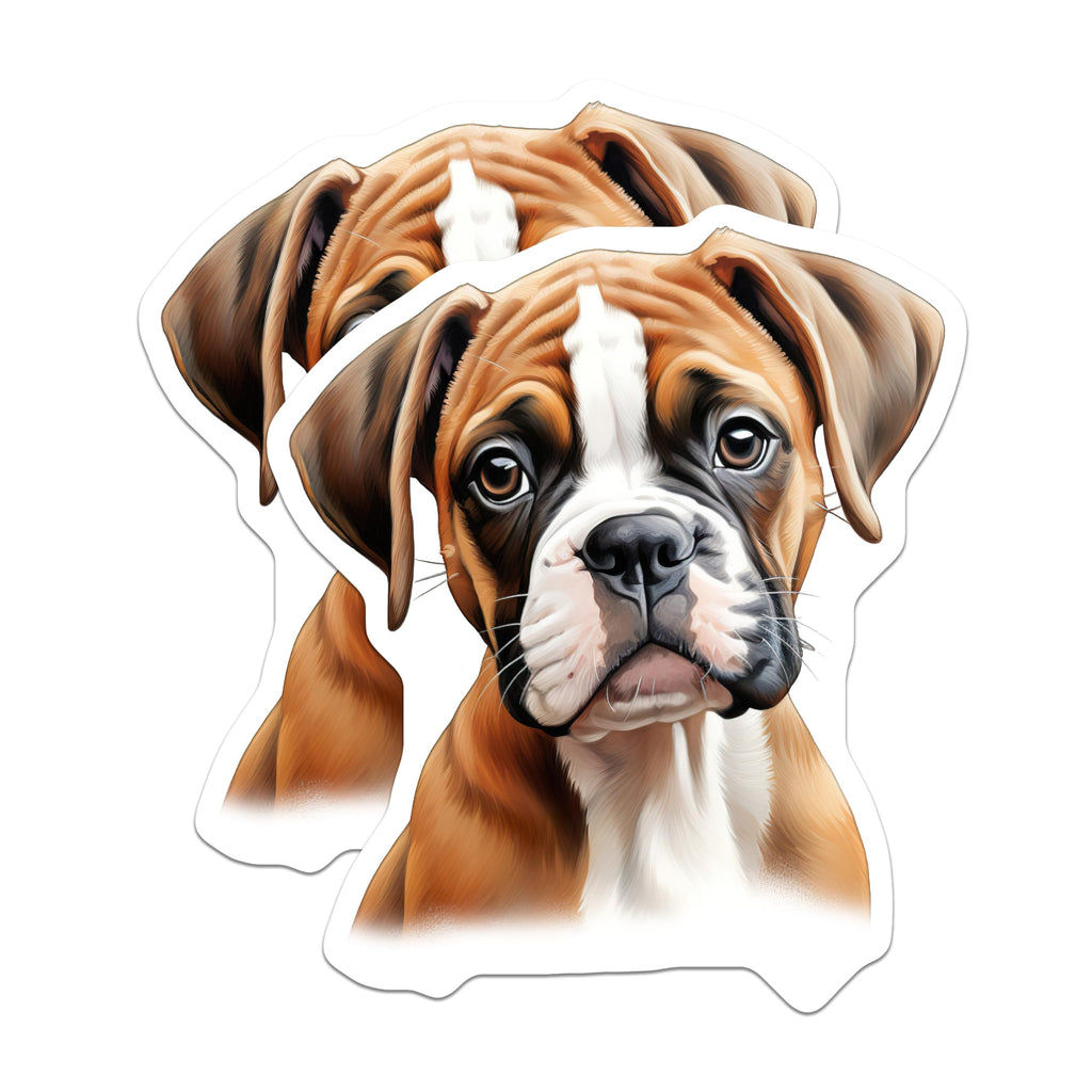 (2 Pack) Boxer Puppy Magnets - Fawn Boxer Dog Art - Dog Mom Refrigerator Decor - 5 Inches On Longest Side - Thick Durable Magnet - Made in USA - MAG27375