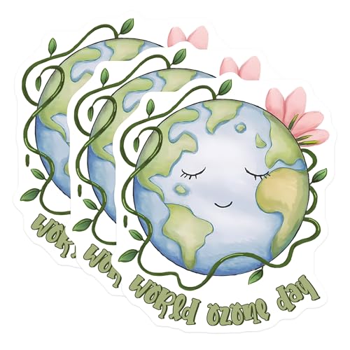 (3 Pack) World Ozone Day Decals - Earth Day Stickers - Save Planet Decals - 3 Inches On Longest Side - Easy Peel & Apply - Made in USA - 3MCS6446