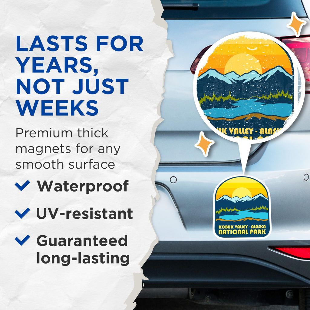 (2 Pack) Kobuk Valley Magnets - Alaska National Park Decoration - Travel Magnets for Fridge - 5" On Longest Side - Premium Magnet - for Cars, Refrigerators, Toolboxes, Lockers - Made in USA - MAG17360