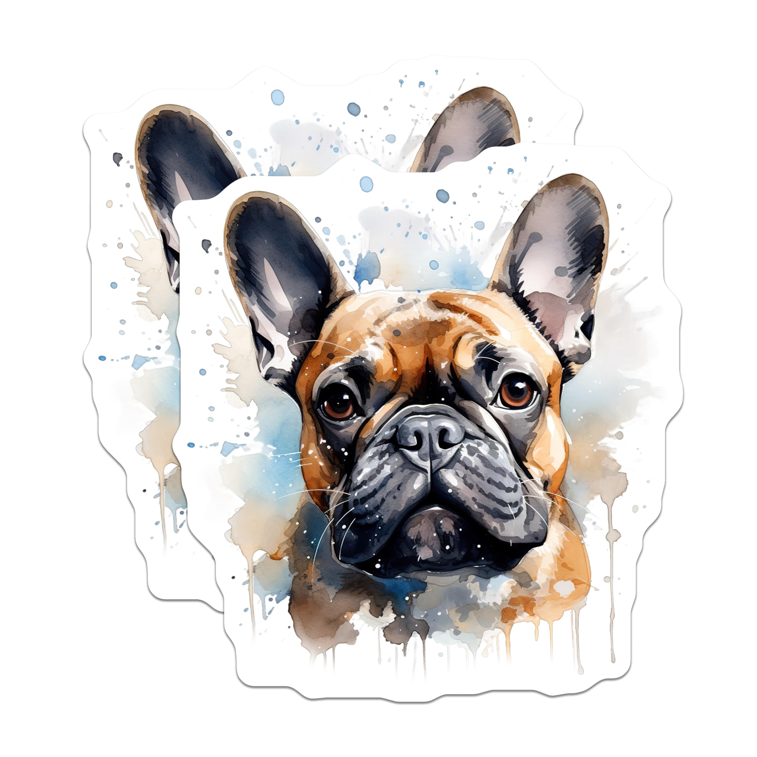 (2 Pack) French Bulldog Magnets - Watercolor Frenchie Art - Cute Puppy Fridge Decor - Animal Lover Collectible - 5 Inches On Longest Side - Thick Durable Magnet - Made in USA - MAG24707