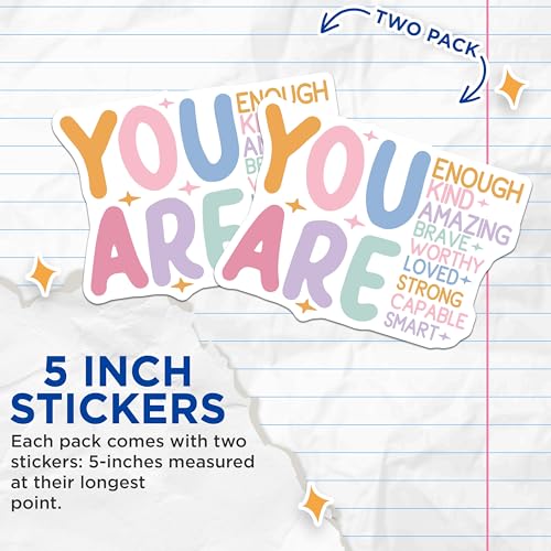(2 Pack) Inspirational Quote Stickers - Positive Affirmation Stickers - Motivational Message Stickers - 5" On Longest Side - Sticks to Any Smooth Flat Surface - Made in USA - BMCS3085
