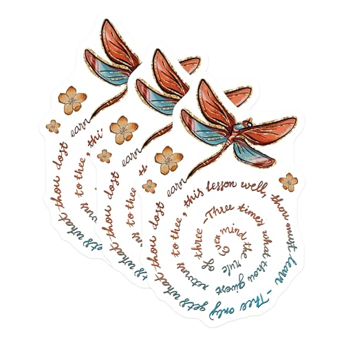 (3 Pack) Dragonfly Decals - Floral Laptop Decal - Inspirational Quote Decals - 3 Inches On Longest Side - Easy Peel & Apply - Made in USA - 3MCS2959