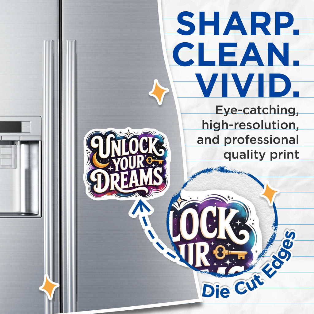 (2 Pack) Unlock Your Dreams Magnets - Inspirational Quote - Celestial Aesthetic - Manifestation Decor - 5 Inches On Longest Side - Thick Durable Magnet - Made in USA - MAG37502