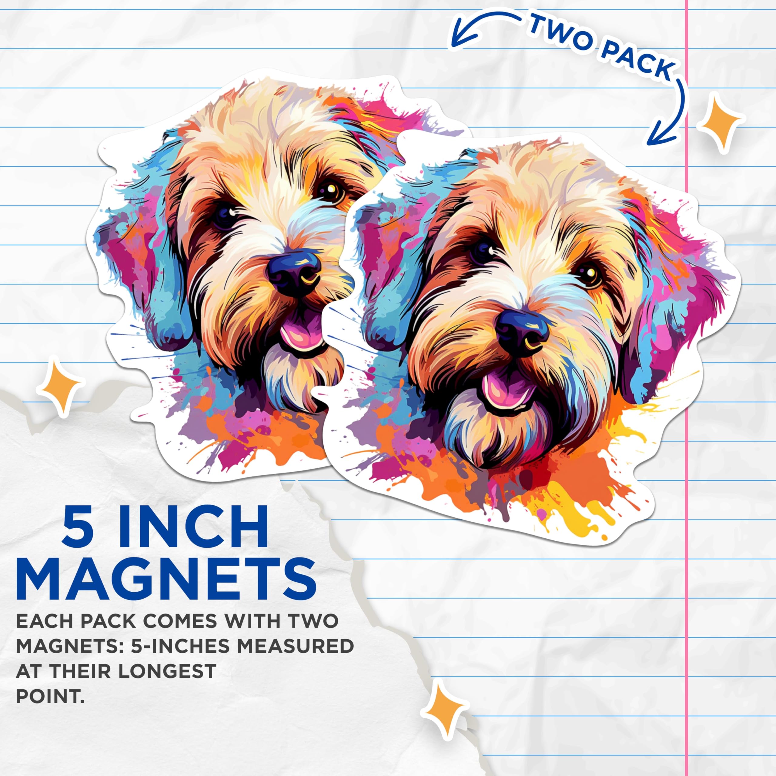 (2 Pack) Soft Coated Wheaten Terrier Dog Breed Magnets- 5 Inches On Longest Side - Choose from Over 100 Dog Breeds - for Cars, Refrigerators, Toolboxes - Made in USA - MAG1961