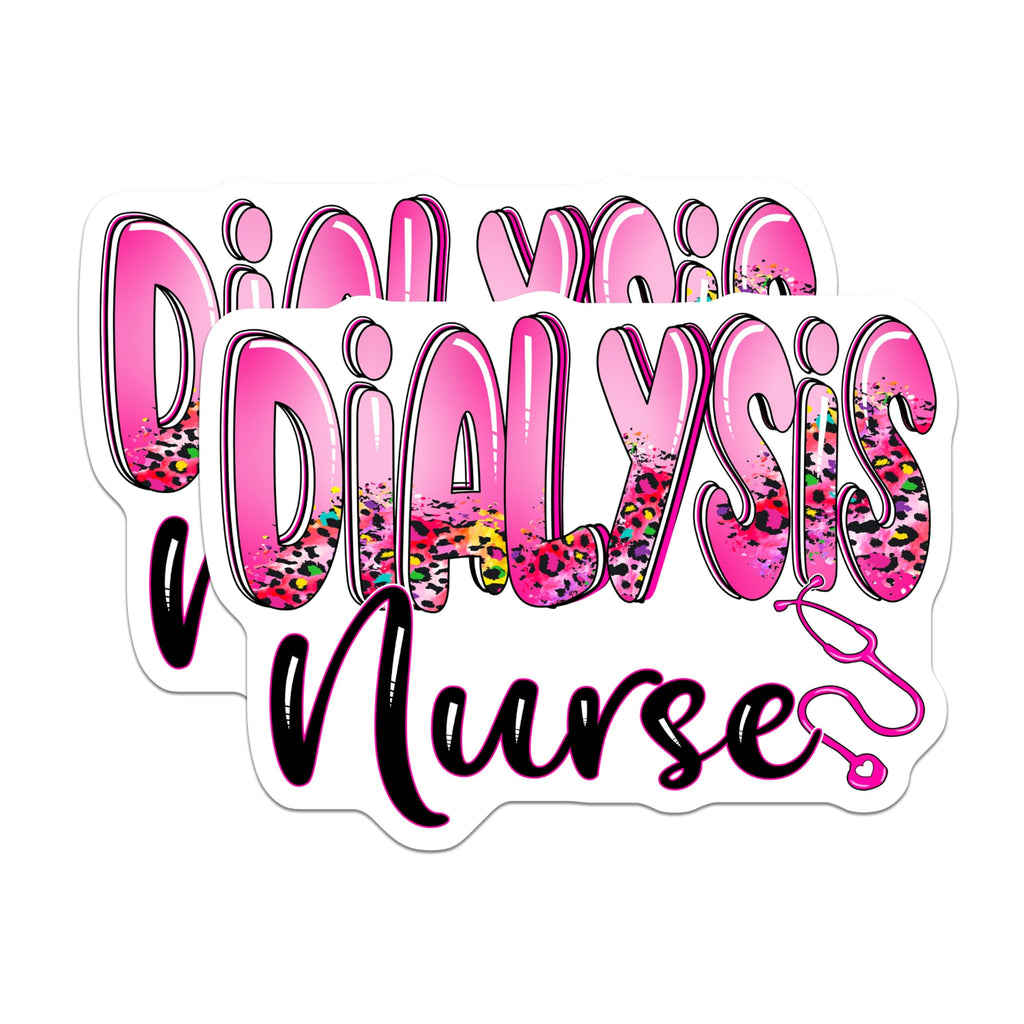(2 Pack) Dialysis Nurse Magnets - Pink Leopard Print - Medical Staff Magnet - 5" On Longest Side - Premium Magnet - for Cars, Refrigerators, Toolboxes, Lockers - Made in USA - MAG18719