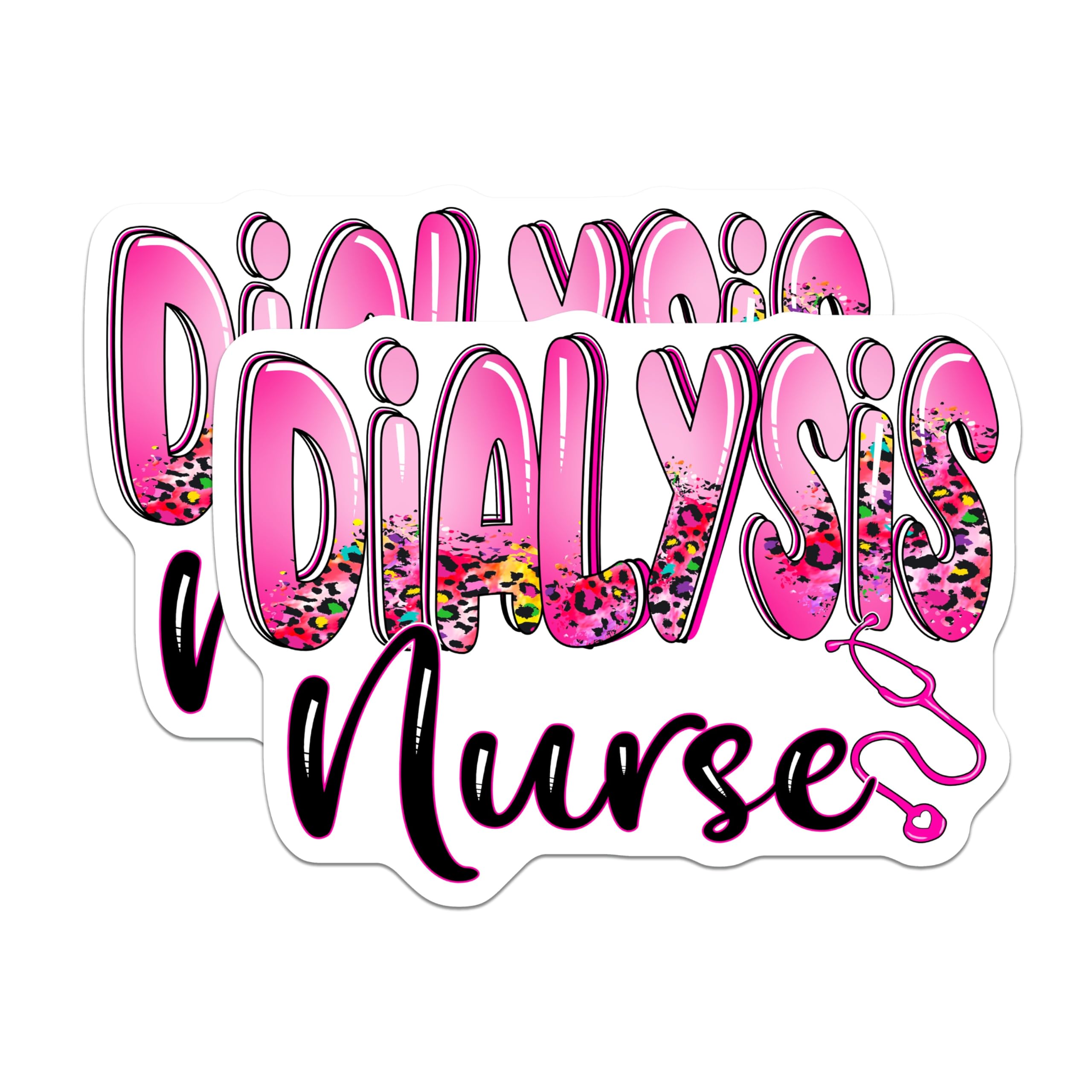 (2 Pack) Dialysis Nurse Magnets - Pink Leopard Print - Medical Staff Magnet - 5" On Longest Side - Premium Magnet - for Cars, Refrigerators, Toolboxes, Lockers - Made in USA - MAG18719