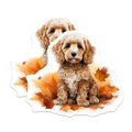 (2 Pack) Cockapoo Puppy Magnets - Adorable Autumn Dog Decor - Curly Haired Pet Art - Fall Leaves Canine Lover Accessories - 5 Inches On Longest Side - Thick Durable Magnet - Made in USA - MAG24290