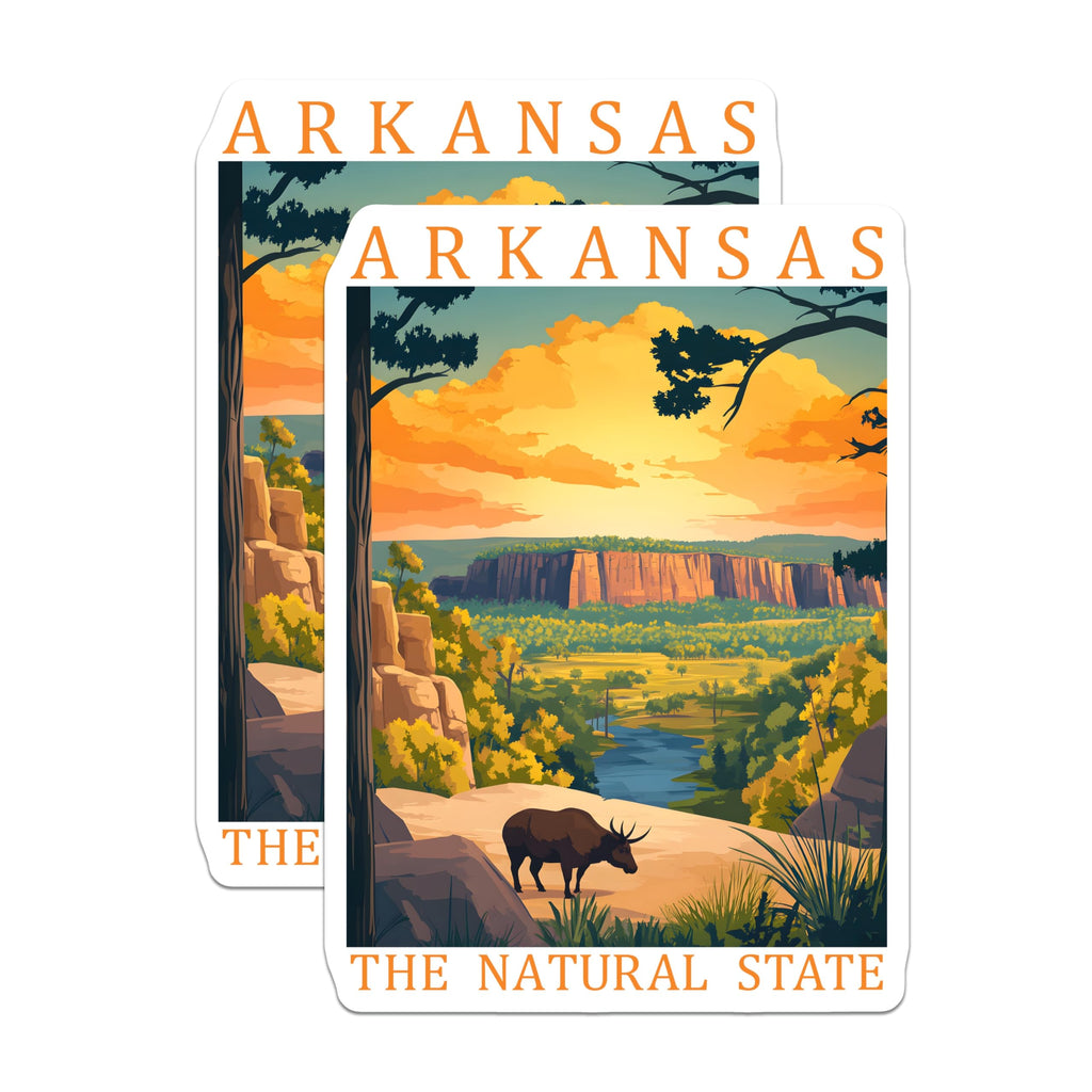 (2 Pack) Arkansas Magnets - Natural State Decor - Wildlife Art - 5" On Longest Side - Premium Magnet - for Cars, Refrigerators, Toolboxes, Lockers - Made in USA - MAG18347