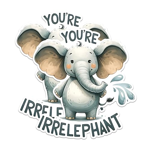 (2 Pack) Cute Elephant Stickers - Fun Animal Pun Decal - Laptops Notebooks Water Bottles - 5" On Longest Side - Sticks to Any Smooth Flat Surface - Made in USA - BMCS2646
