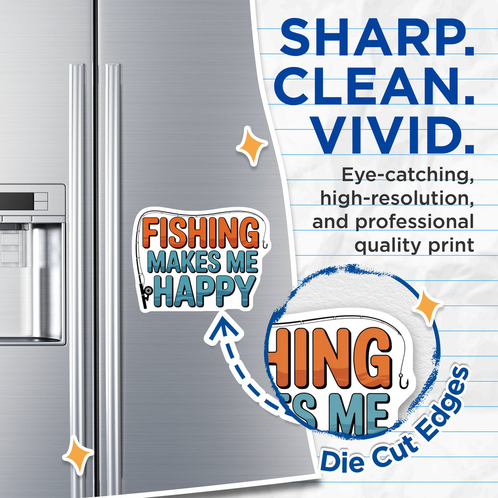 (2 Pack) Fishing Lover Magnets - Happy Angler Decal - Outdoorsman Hobby Home Decor - 5 Inches On Longest Side - Thick Durable Magnet - Made in USA - MAG38425