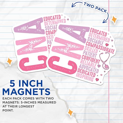 (2 Pack) Educated Determined Sociable Compassionate Magnets Magnets - 5" On Longest Side - Made in USA - Sticks to Refrigerators & Metal Surfaces - MAG9147
