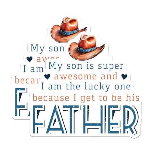 (2 Pack) Super Awesome Father Magnets - Lucky Dad from Son - Father's Day Magnet - Dad Appreciation Magnets - 5" On Longest Side - for Cars, Fridges, Toolboxes - Made in USA - MAG4149