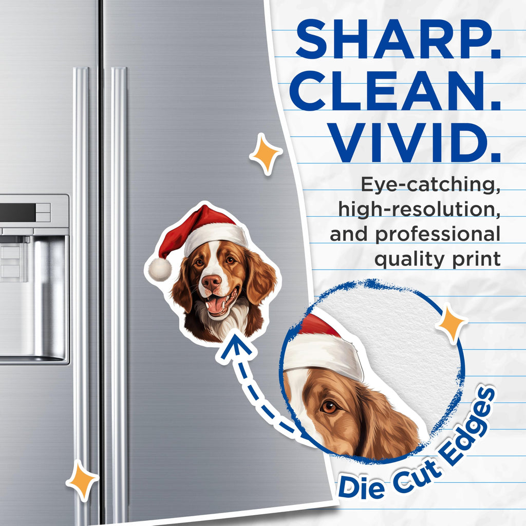 (2 Pack) Christmas Dog Magnets - Santa Hat Pet Lover Decor - Holiday Refrigerator Decoration - 5 Inches On Longest Side - Thick Durable Magnet - Made in USA - MAG27458
