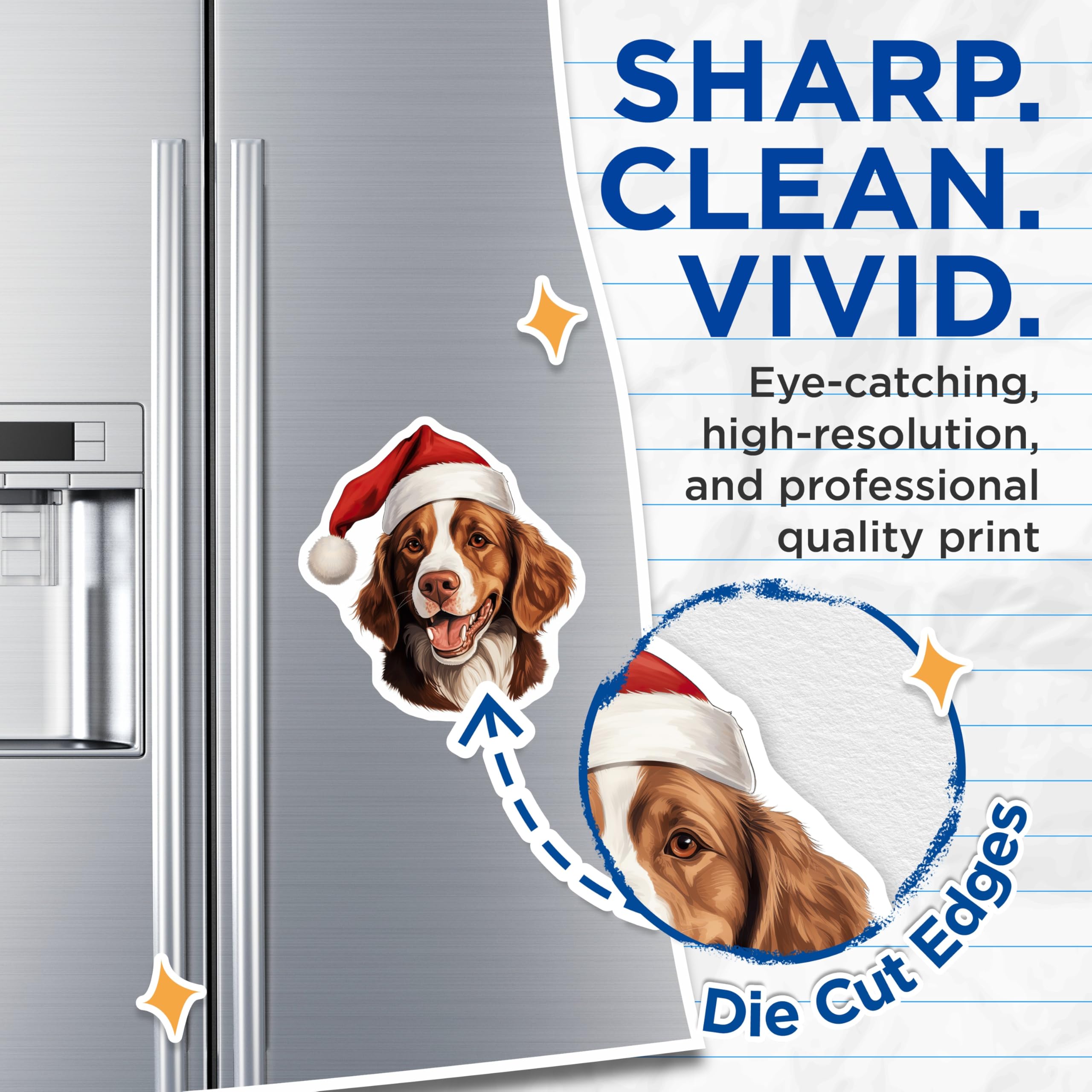 (2 Pack) Christmas Dog Magnets - Santa Hat Pet Lover Decor - Holiday Refrigerator Decoration - 5 Inches On Longest Side - Thick Durable Magnet - Made in USA - MAG27458