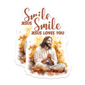(2 Pack) Jesus Christ Magnets - Smile Jesus Loves You - Christian Spiritual Refrigerator Accent - 5 Inches On Longest Side - Thick Durable Magnet - Made in USA - MAG19489