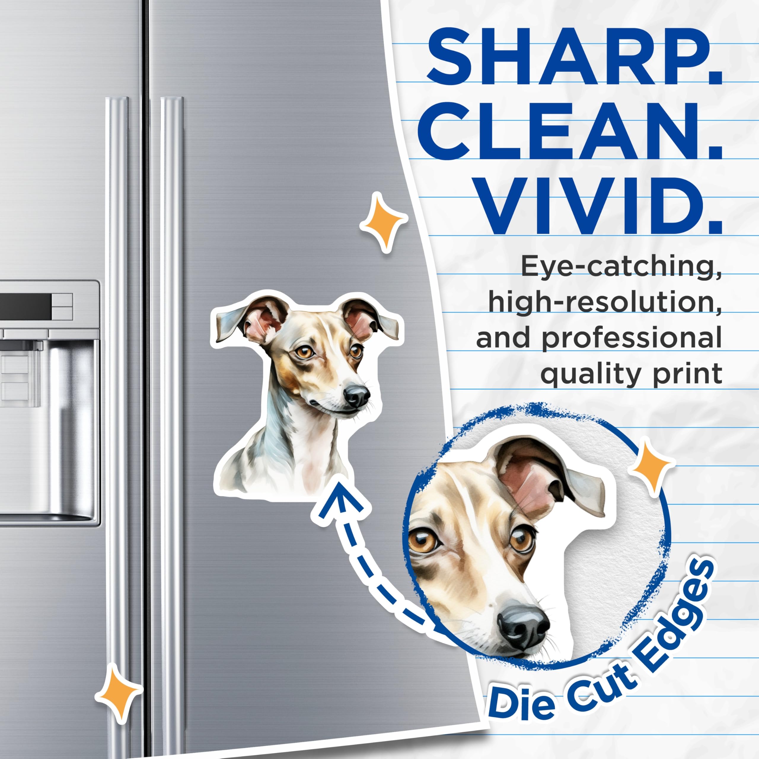(2 Pack) Italian Greyhound Magnets - Dog Breed Lover Decor - Watercolor Pet Art - Fridge Locker Office - 5 Inches On Longest Side - Thick Durable Magnet - Made in USA - MAG25498