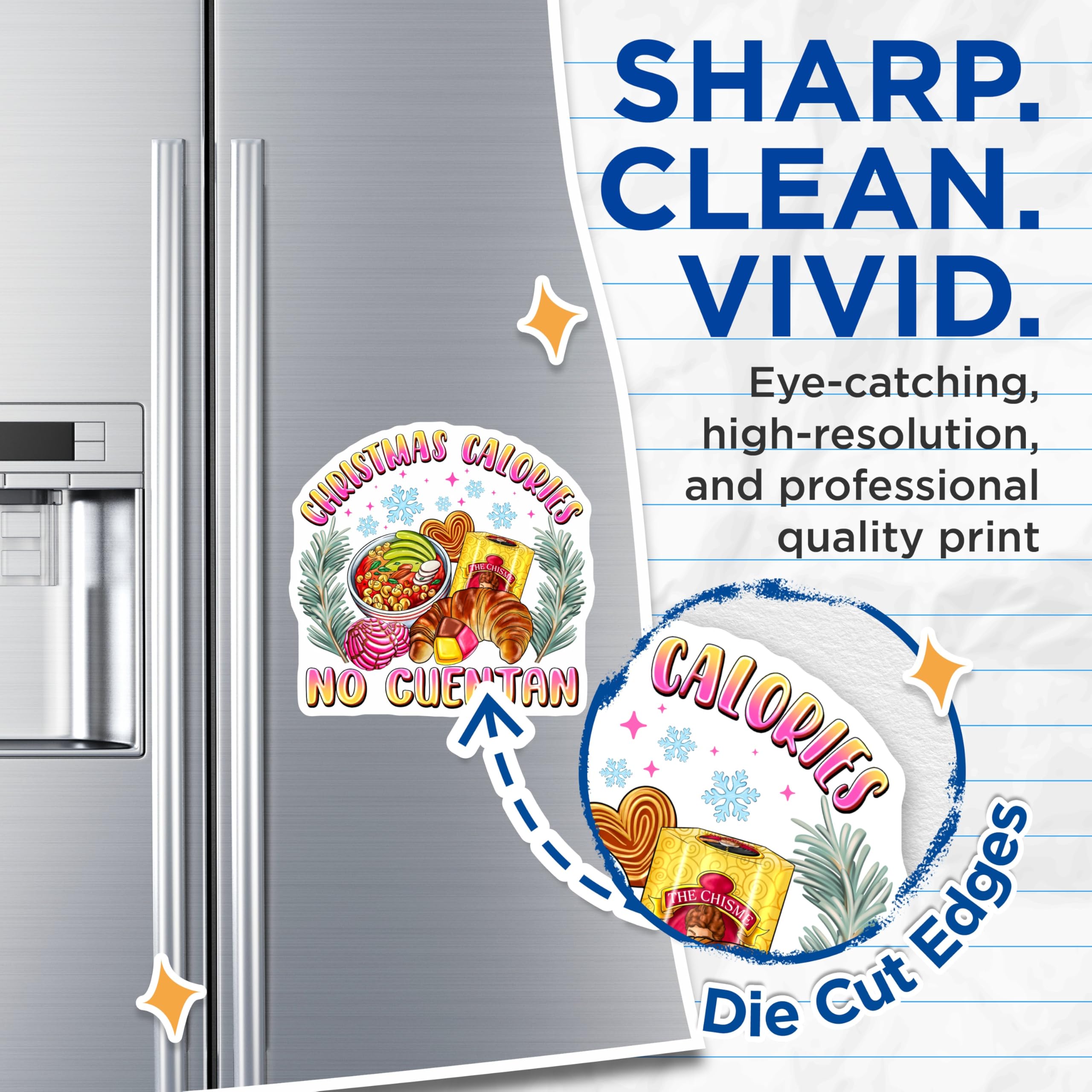 (2 Pack) Christmas Calories No Cuentan Magnets - Funny Holiday Fridge Decor - Latinx Foodie Humor Kitchen Item - 5 Inches On Longest Side - Thick Durable Magnet - Made in USA - MAG27900