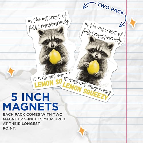 (2 Pack) Funny Animal Magnets - Cute Raccoon Magnets - Humorous Kitchen Magnets - 5" On Longest Side - for Cars, Refrigerators, Toolboxes, Lockers - Made in USA BMCS3431
