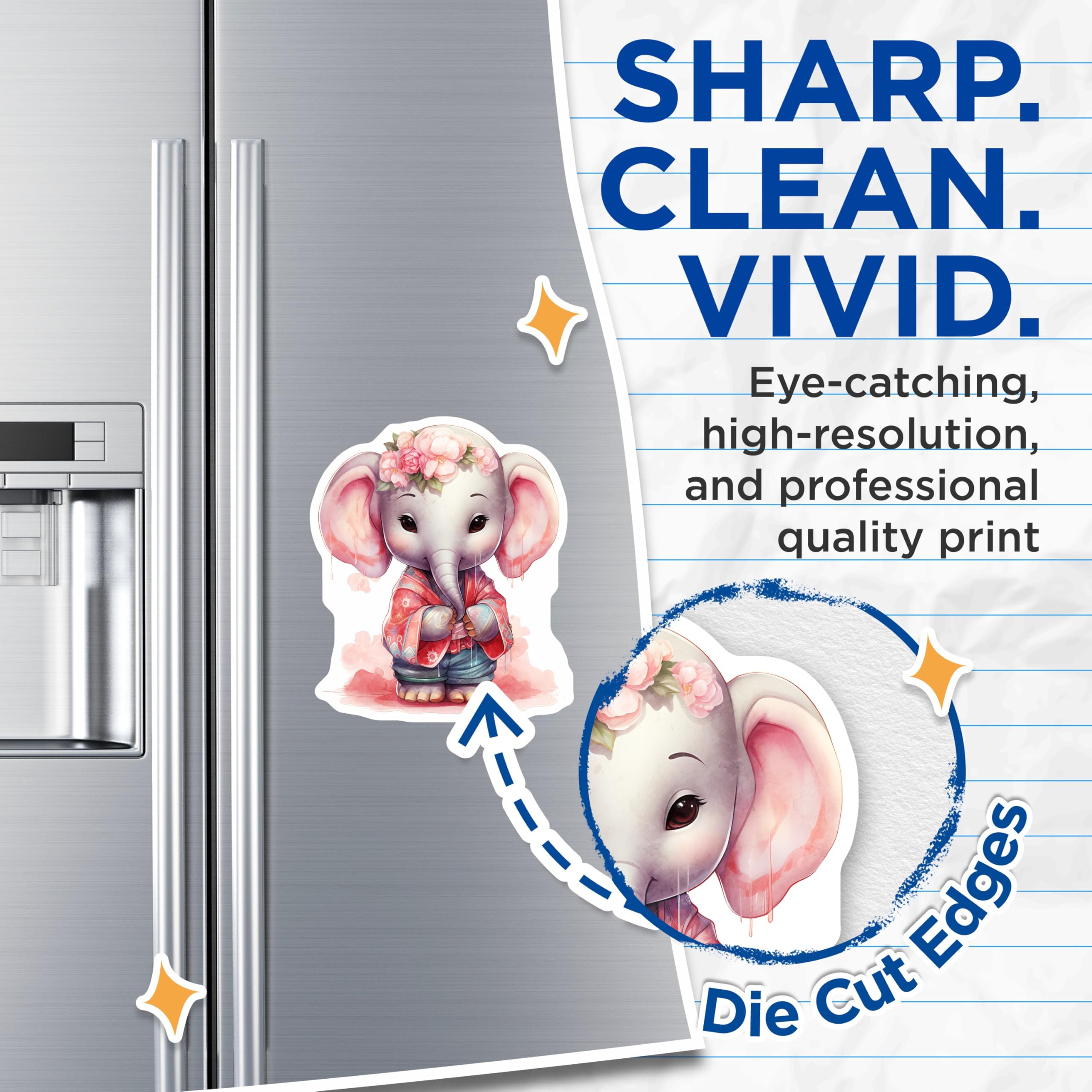 (2 Pack) Elephant Flower Crown Magnets - Cute Animal Decor - Fridge Magnets - 5" On Longest Side - Premium Magnet - for Cars, Refrigerators, Toolboxes, Lockers - Made in USA - MAG16870