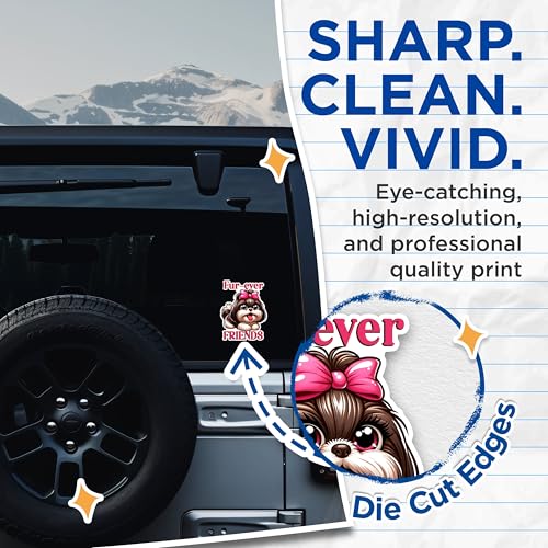 (2 Pack) Fur-Ever Friends Stickers - Cute Dog Stickers - Pet Lover Stickers - 5" On Longest Side - Sticks to Any Smooth Flat Surface - Made in USA - BMCS2824
