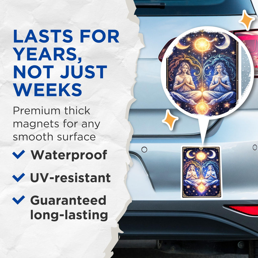(2 Pack) Celestial Goddess Magnets - Moon and Stars Decor - Spiritual Home Accessories - 5" On Longest Side - Premium Magnet - for Cars, Refrigerators, Toolboxes, Lockers - Made in USA - MAG16058