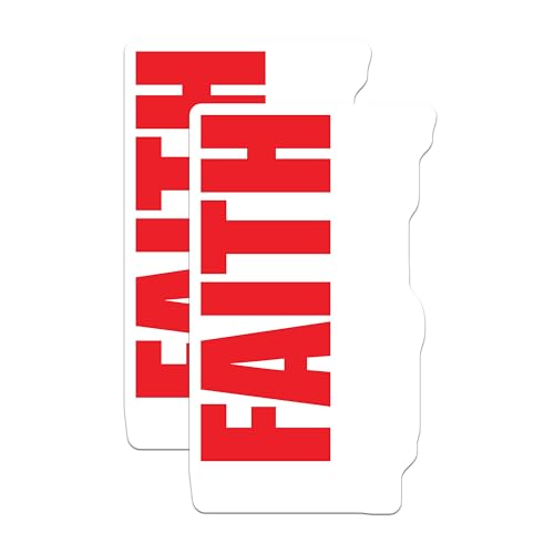 (2 Pack) Faith Stickers - Christian Decor - Inspirational Vinyl Decals - Positive Words - Religious Motivational Stickers - 5" On Longest Side - Sticks to Smooth Flat Surfaces - Made in USA - BMCS6429