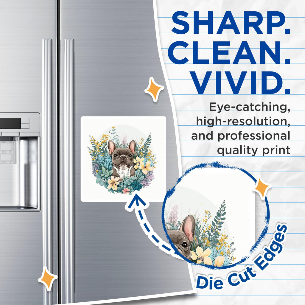 (2 Pack) French Bulldog Magnets - Floral Dog Decor - Cute Dog Breed Magnets - 5" On Longest Side - Premium Magnet - for Cars, Refrigerators, Toolboxes, Lockers - Made in USA - MAG14342