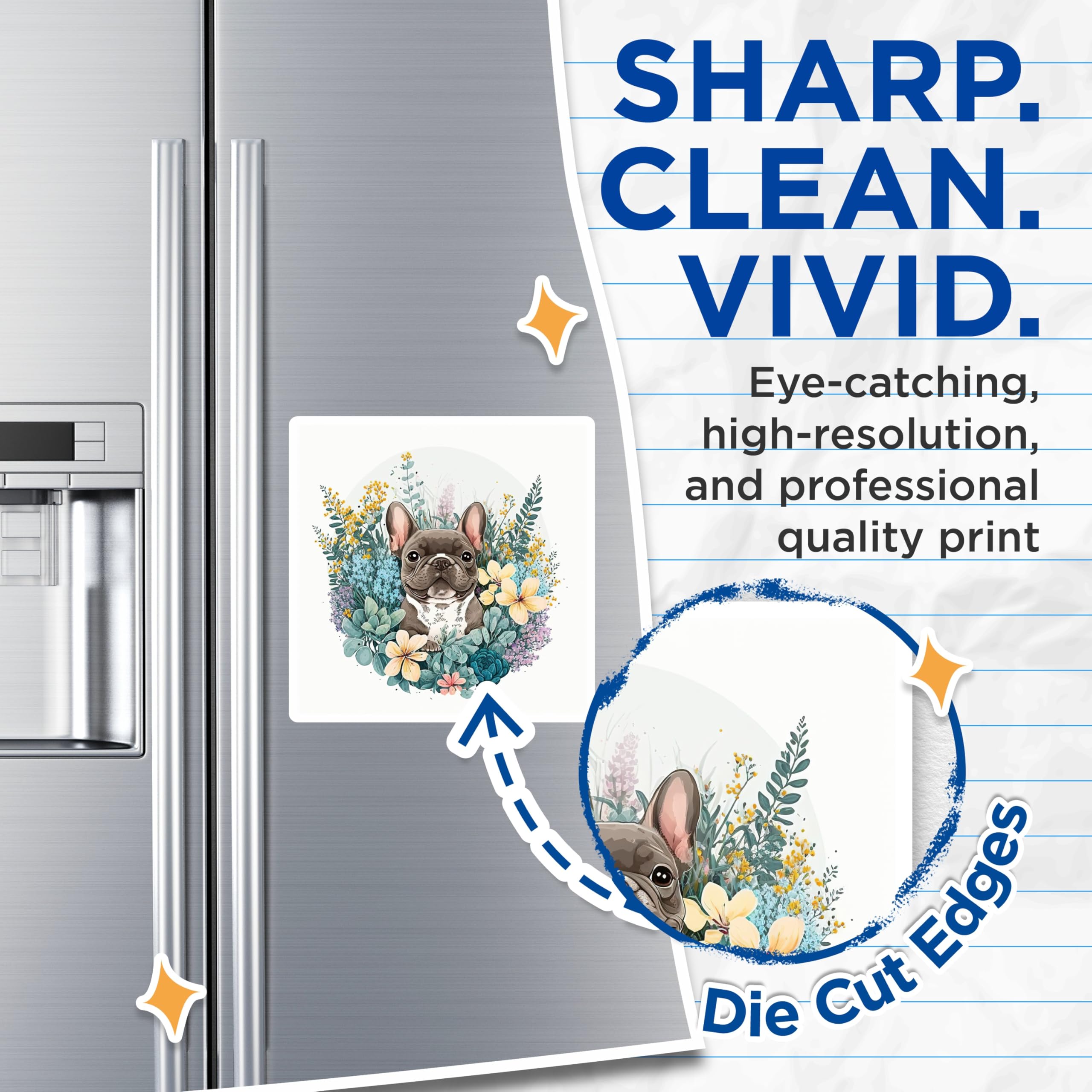 (2 Pack) French Bulldog Magnets - Floral Dog Decor - Cute Dog Breed Magnets - 5" On Longest Side - Premium Magnet - for Cars, Refrigerators, Toolboxes, Lockers - Made in USA - MAG14342