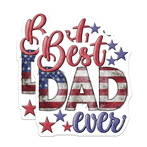 (2 Pack) Best Dad Ever Stickers - 5" On Longest Side - Sticks to Smooth Flat Surfaces - Made in USA - BMCS8611 - BMCS8611