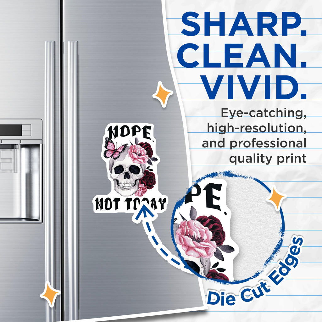 (2 Pack) Floral Skull Magnets - Goth Home Decor - Nope Not Today Funny Magnets - 5" On Longest Side - Premium Magnet - for Cars, Refrigerators, Toolboxes, Lockers - Made in USA - MAG18119