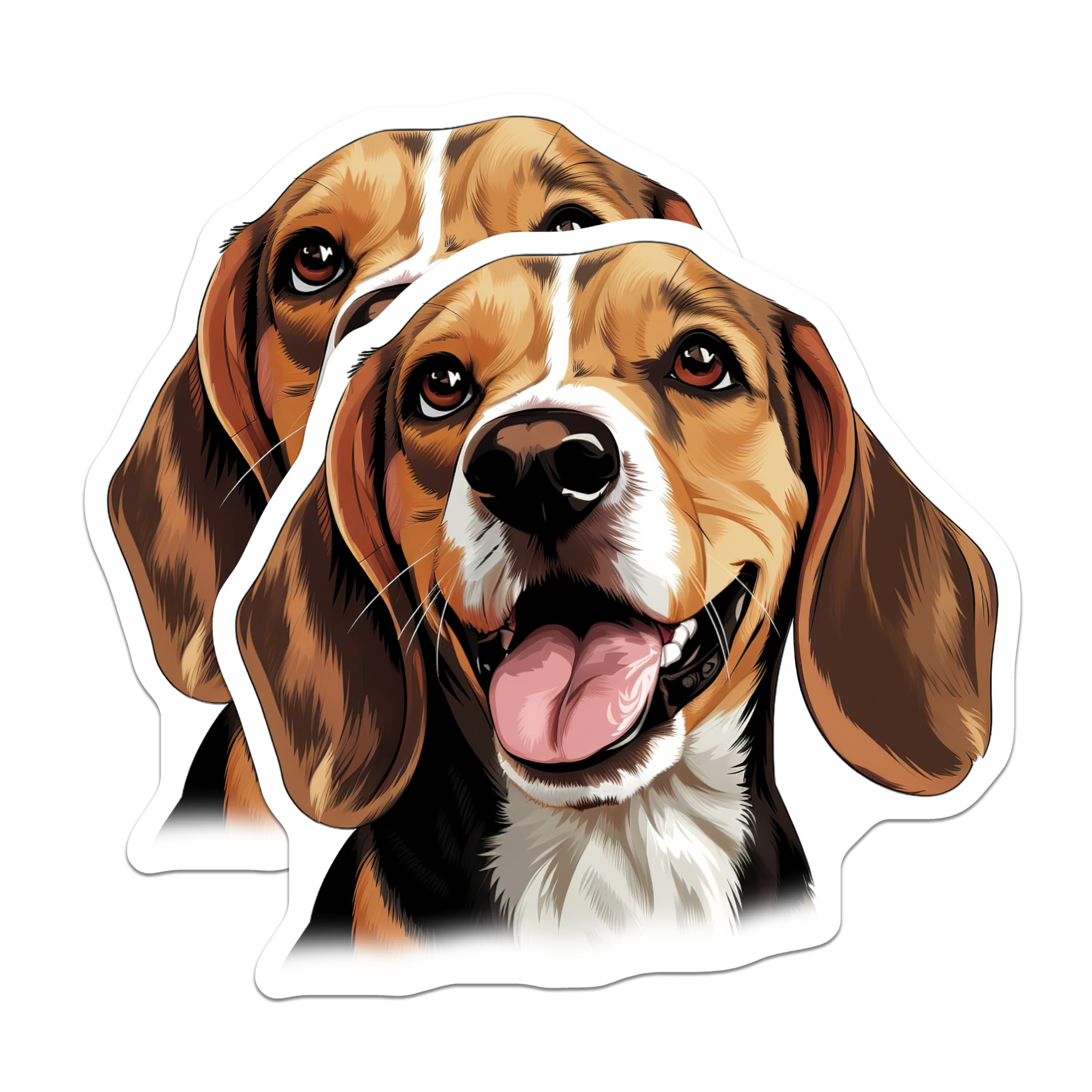 (2 Pack) Beagle Dog Magnets - Happy Puppy Fridge Decor - Animal Lover Kitchen Accent - Dog Breed Refrigerator Art - 5 Inches On Longest Side - Thick Durable Magnet - Made in USA - MAG30843