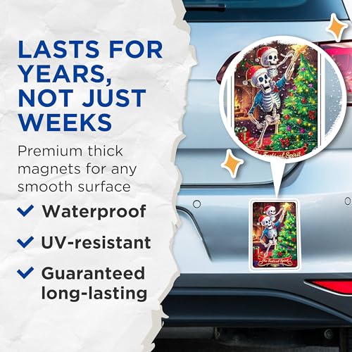 (2 Pack) The Festival Spirit Magnets - Skeleton Christmas - Holiday Skeleton Tree ations Magnets - 5" On Longest Side - for Cars, Fridges, Toolboxes - Made in USA - MAG4456