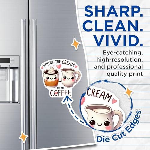 (2 Pack) Cute Coffee and Cream Magnets - Kitchen Decor Magnets - Coffee Lovers Magnets - Cute Couple Magnets - 5" On Longest Side - for Cars, Refrigerators, Toolboxes, Lockers - Made in USA BMCS3407