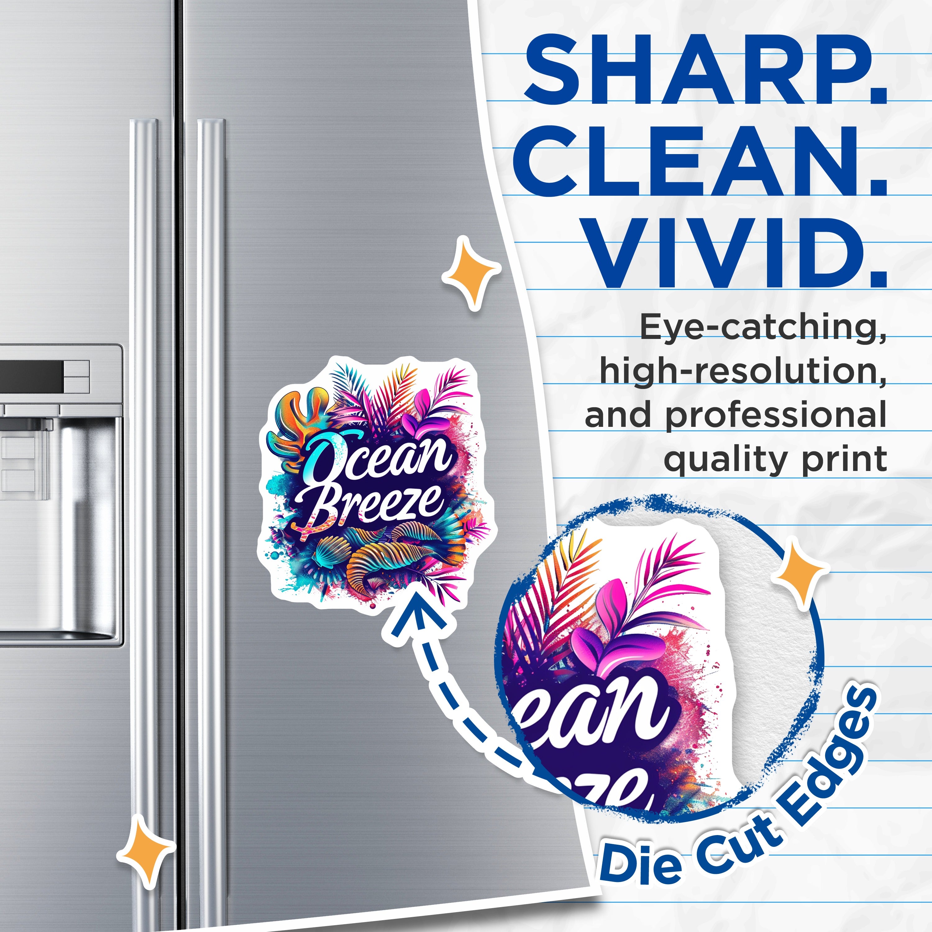(2 Pack) Ocean Breeze Magnets - Tropical Beach Decor - Summer Vacation Vibes - Coastal Fridge Locker Accent - 5 Inches On Longest Side - Thick Durable Magnet - Made in USA - MAG39588