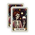 (2 Pack) The Mom Skeleton Stickers - Gothic Art Stickers - Unique Skeleton Wine Stickers - 5" On Longest Side - Sticks to Smooth Flat Surfaces - Made in USA - BMCS5456