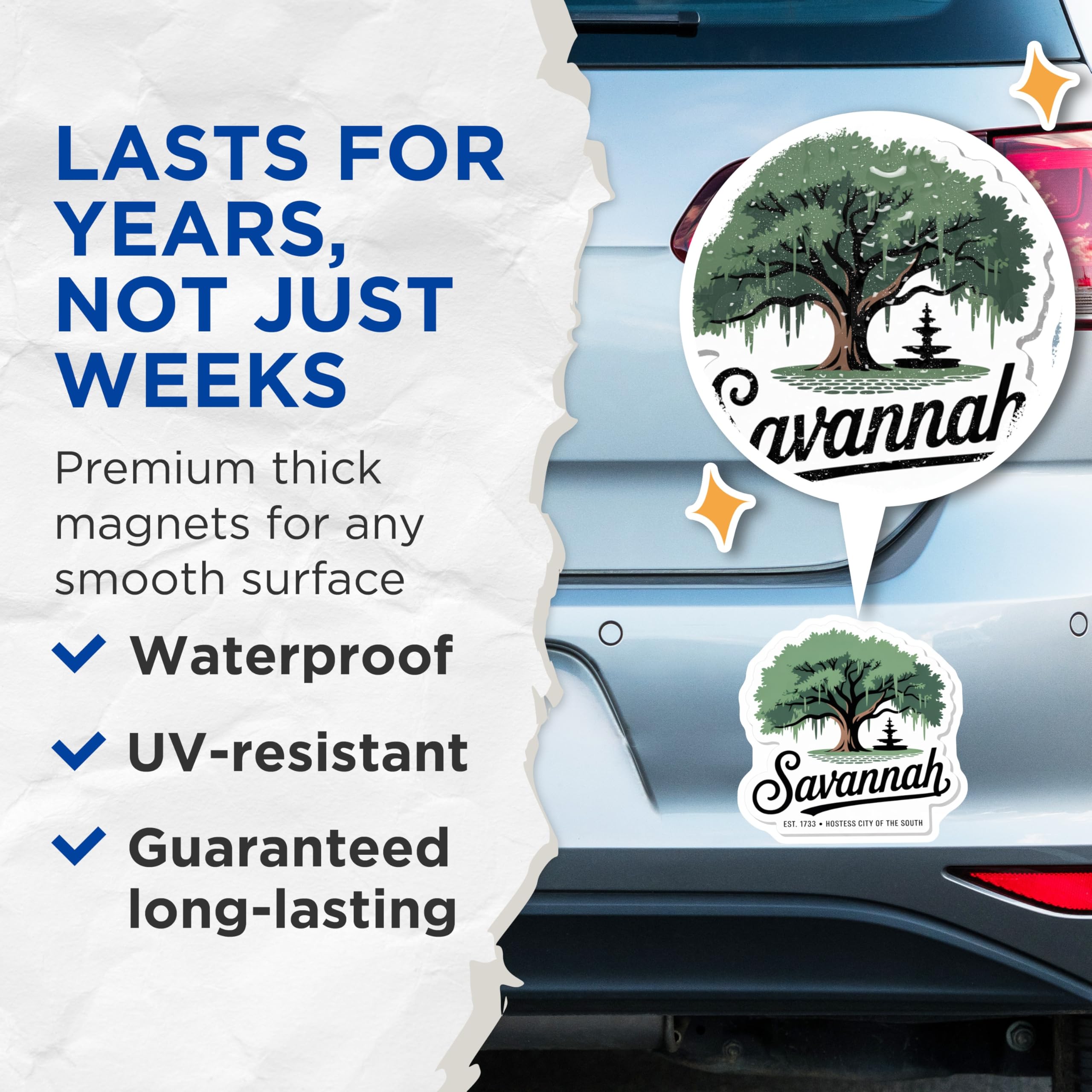 (2 Pack) Savannah Georgia Magnets - Southern Decor - Hostess City Souvenirs - 5" On Longest Side - Premium Magnet - for Cars, Refrigerators, Toolboxes, Lockers - Made in USA - MAG18769