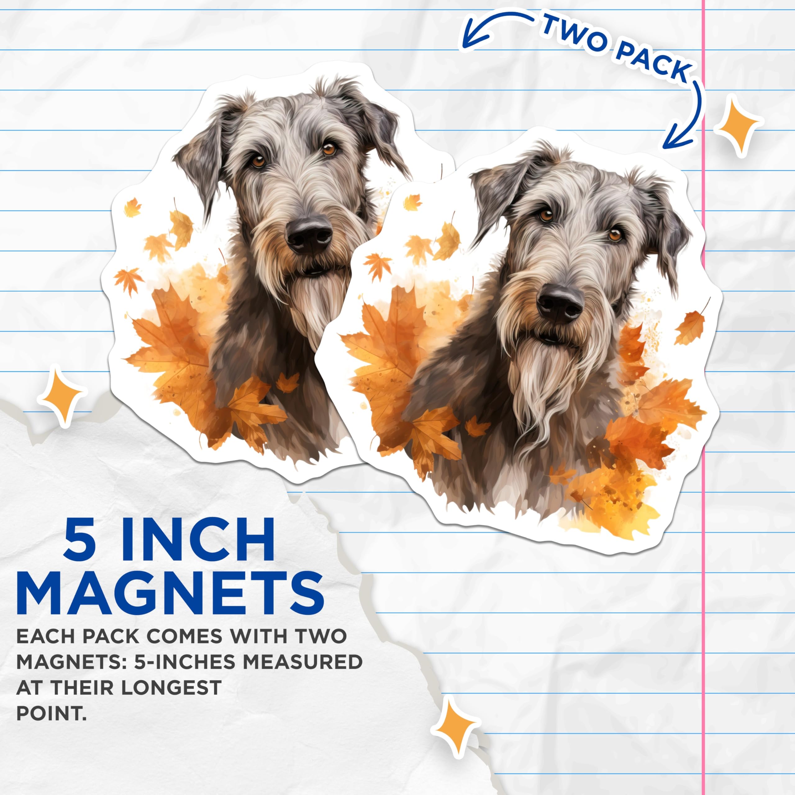 (2 Pack) Schnauzer Magnets - Autumn Dog Art - Fall Pet Decor - 5 Inches On Longest Side - Thick Durable Magnet - Made in USA - MAG23484