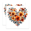 (2 Pack) Orange Floral Heart Magnets - Autumn Blossom Decor - Vibrant Home Accents - 5 Inches On Longest Side - Thick Durable Magnet - Made in USA - MAG24120