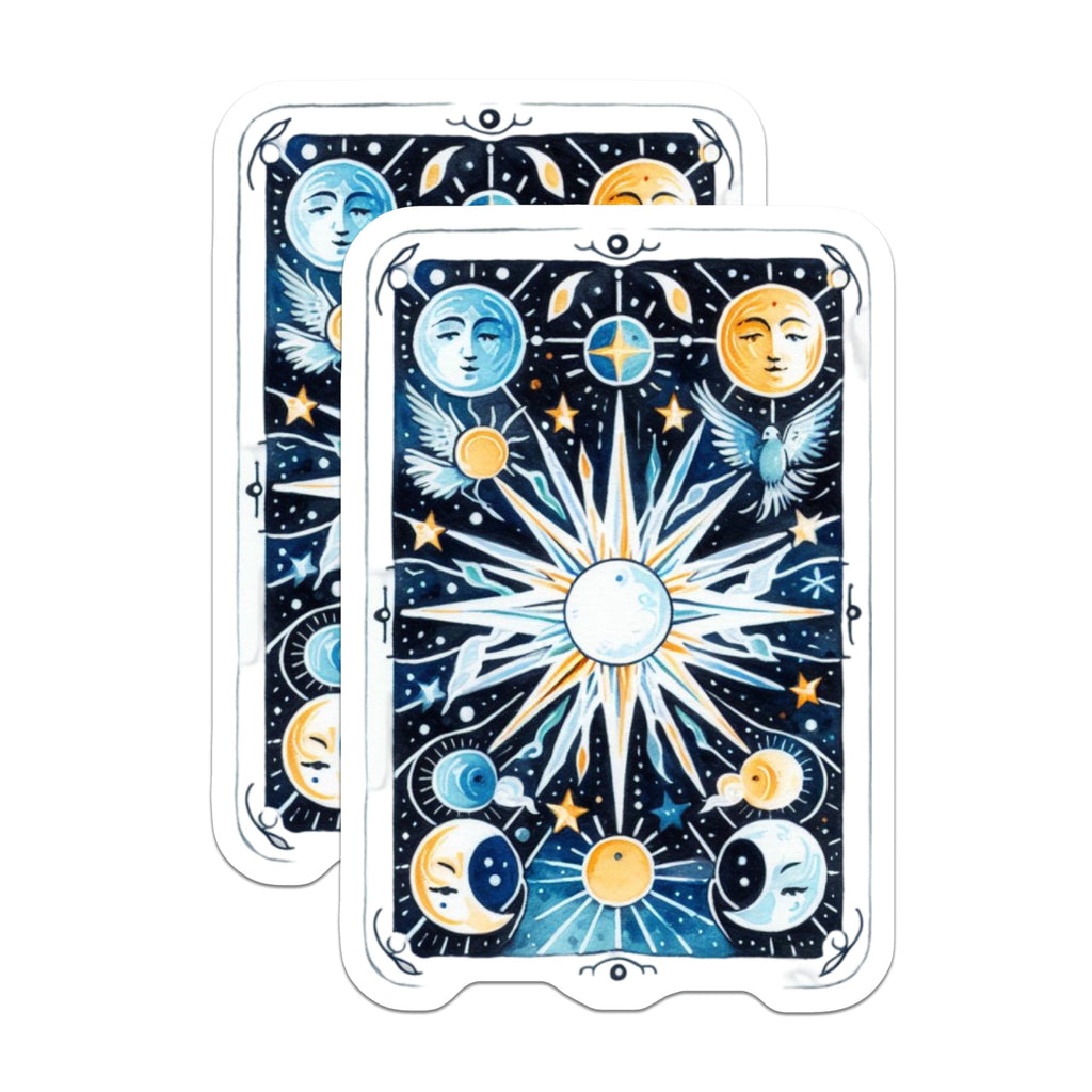 (2 Pack) Celestial Magnets - Moon and Sun Decor - Starry Night Refrigerator Magnets - 5" On Longest Side - Premium Magnet - for Cars, Refrigerators, Toolboxes, Lockers - Made in USA - MAG14666