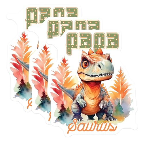 (3 Pack) Papa Saurus Decals - Dinosaur Dad - Funny Dad Decal - 3 Inches On Longest Side - Easy Peel & Apply - Made in USA - 3MCS2978