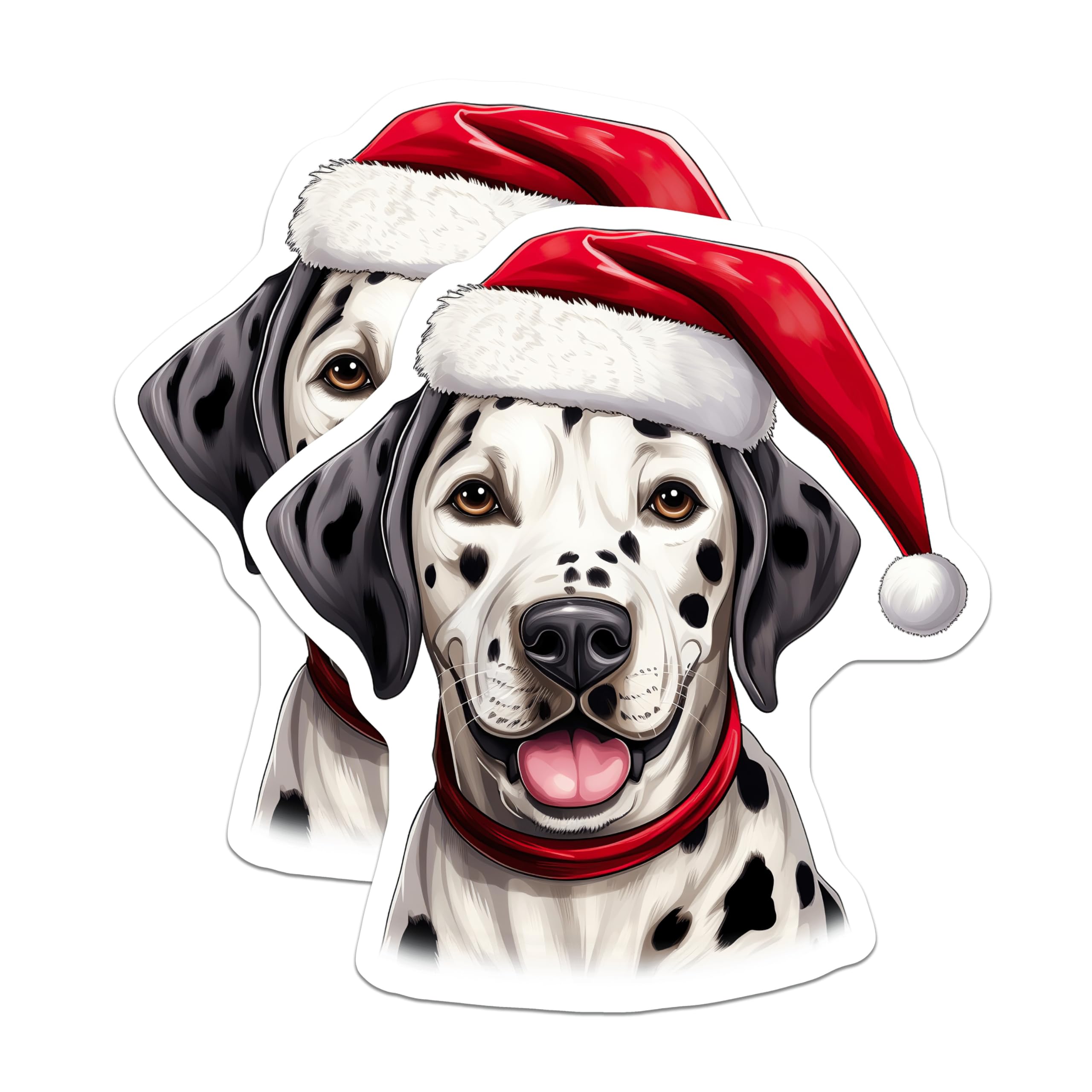 (2 Pack) Santa Hat Dalmatian Magnets - Christmas Dog Holiday Decor - Pet Owner Refrigerator Accessory - 5 Inches On Longest Side - Thick Durable Magnet - Made in USA - MAG25360