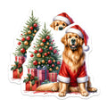 (2 Pack) Christmas Dog Magnets - Golden Retriever Holiday Decor - Xmas Pet Lover Fridge Display - 5 Inches On Longest Side - Thick Durable Magnet - Made in USA - MAG30364