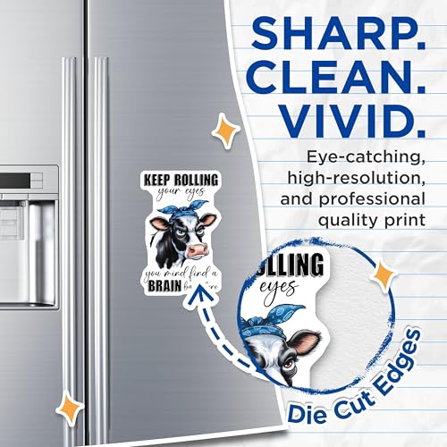 (2 Pack) Funny Cow Kitchen Decor Magnet - Cute Animal Refrigerator Accessory - 5" On Longest Side - Sticks to Smooth Flat Surfaces - Made in USA - MAG9810
