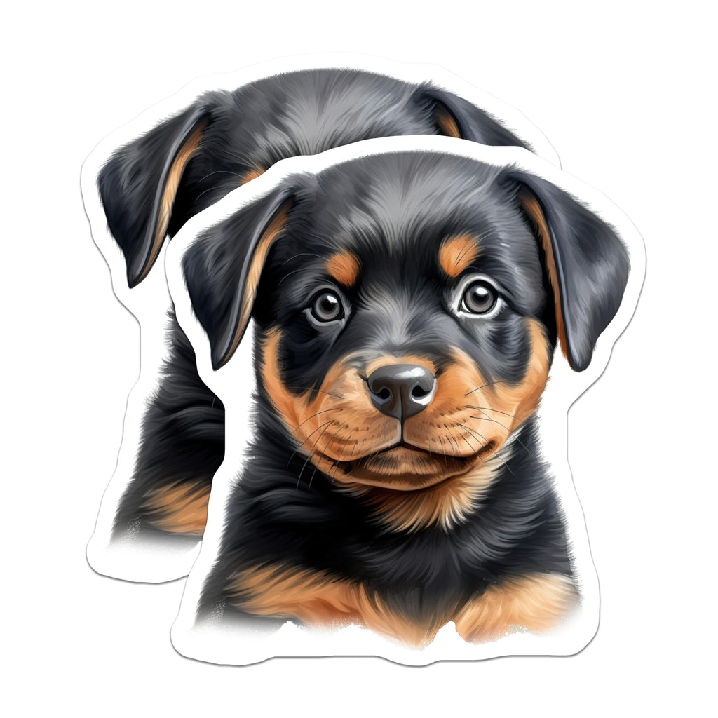 (2 Pack) Rottweiler Puppy Magnets - Cute Dog Face - Pet Lover Fridge Locker Decor - 5 Inches On Longest Side - Thick Durable Magnet - Made in USA - MAG27560