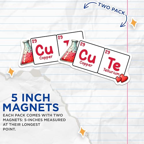 (2 Pack) Cute Copper Tellurium Magnets - Science Lover - Chemistry Decor - STEM Enthusiasts - 5" On Longest Side - for Cars, Fridges, Toolboxes - Made in USA - MAG8024
